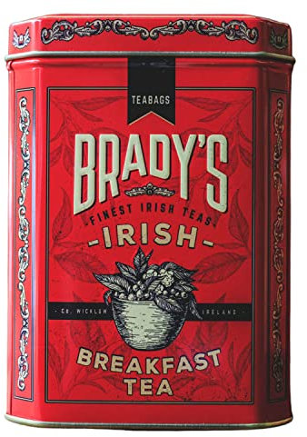 Brady’s Irish Breakfast Tea - 40 x Breakfast Tea Bags - Traditional Blend of Black Teas from Ireland in Beautifully Embossed Decorative Tin - Christmas, Birthday, Mother’s & Father’s Day Gift