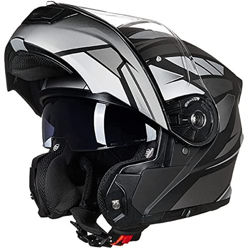 Full Face Flip Up Modular Helm, ECE/DOT Approved Männer Frauen Schneemobil Helme mit Dual Visors Modular Motorrad Helm,H08,4XL