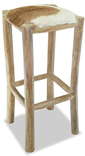 Yongdu Barhocker, Barstuhl, Bar Chair, Bar Stools, Tresenstuhl, Barstool, Thekenhocker, Tresenhocker, Küchenhocker, Echtleder und Teak Massivholz