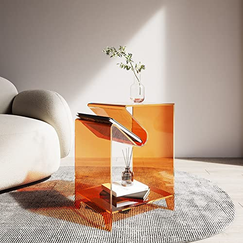 CHEMYO Original Acryl-Beistelltisch, durchsichtiger Tisch mit Acryl-Nachttischen/Nachttisch – 15,7 x 13,8 x 22 Zoll, Orange