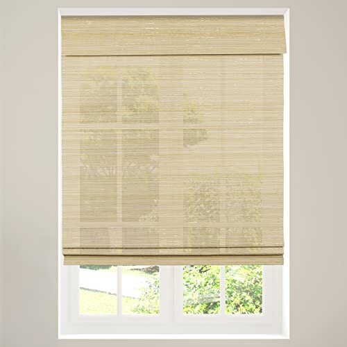 Calyx INTERIORS Cordless Bamboo Roman Shade Blind, Light Filtering, 34.5 W x 48 H, Ceylon Natural