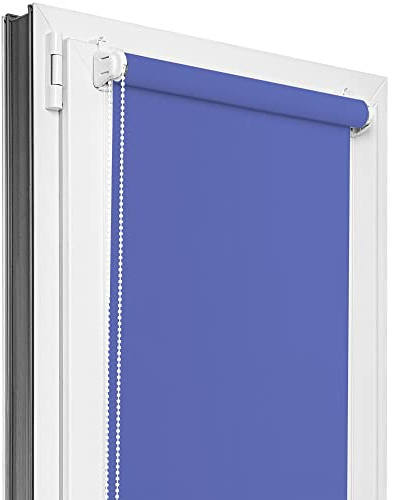 Estika Verdunklungsrollo ohne Bohren - Stoffbreite 65 cm x 150 cm - Blau - 6 Stofffarben, Rollos für Fenster ohne Bohren, Klemmfix-Rollos für Fenster innen
