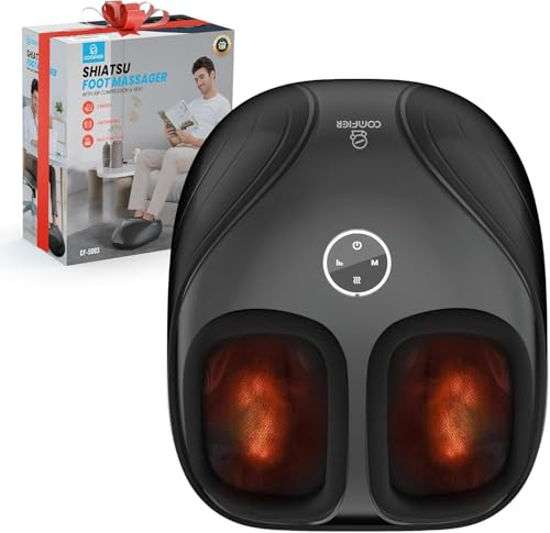 COMFIER Shiatsu Feet Massager Machine,Birthday Gifts for Men&Women,Foot Massager with Heat,Kneading Rolling Compression for Plantar Fasciitis,Neuropathy Fits up to Men Size 12, for Home Office Use