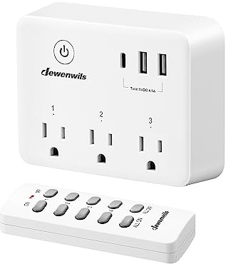DEWENWILS Wireless Remote Control Outlet, 125V/15A/1875W Remote USB Outlet Switch, 100FT Control Range, Programmable & Expandable Indoor Remote Control Outlet for Light, Fan