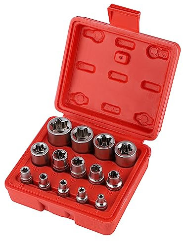 CPROSP Coffret Douille Torx Femelle 1/4 3/8 1/2, Douille de Profilés E Torx E4, E5, E6, E7, E8, E10, E11, E12, E14, E16, E18, E20, E22, E24 avec Boîte Pratique
