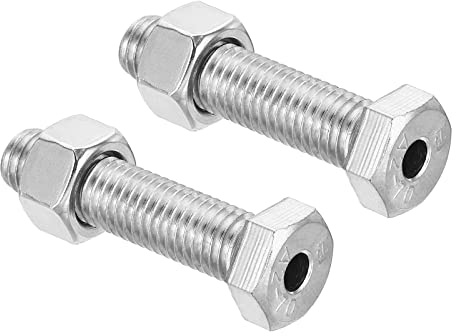 PATIKIL 2 Satz M12x50mm Hohle Außen Sechskant Schraube Zylindrische Lampe Gewindeschrauben Durch Lochschraube mit Mutter 304 Edelstahl