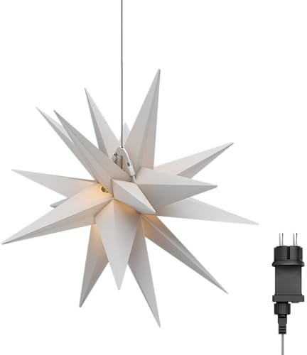 goobay 64789 Estrella de Navidad LED 3D Ø 56 cm/estrella con 18 puntas y temporizador/decoración navideña/transformador externo de 4,5 V/decoración mural/estrella iluminada