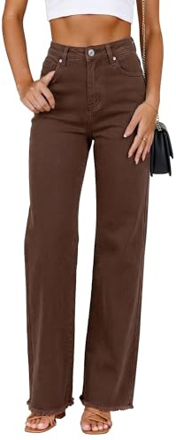 GRAPENT Womens Stretch Pants Pantalones Vaqueros De Mujer Women Pants Dressy Casual Jeans for Women High Waist Pecan Brown Small Fits US Size 4 to 6