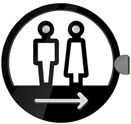 Toilettenschild aus Acryl, WC-Schilder für Männer und Frauen, runde Badezimmer-Türschilder mit Pfeil, Montagezubehör (C 20 cm)