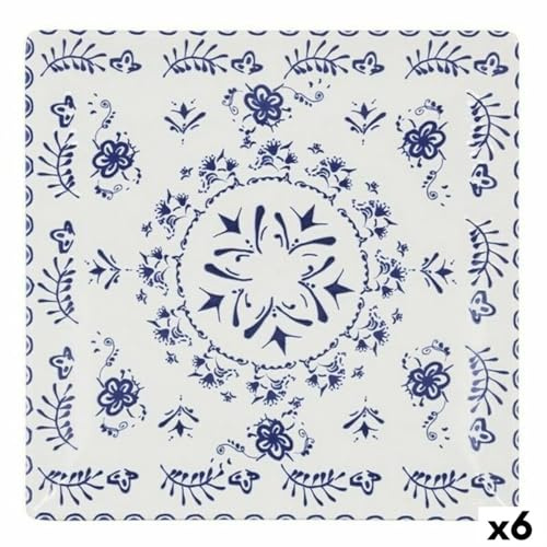 La Mediterránea Plato Llano Blur Porcelana 24 x 24 x 2 cm (6 Unidades) (24 x 24 x 2 cm)