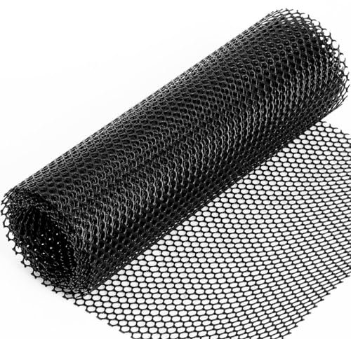 Plastic Wire Mesh Fencing Reusable Gardening Net Fence Sheet Chicken Wire Mesh Roll Poultry Breeding Netting Garden Balcony Protection Net Black with 25 Pcs Fixed Straps（0.3 x 3M)