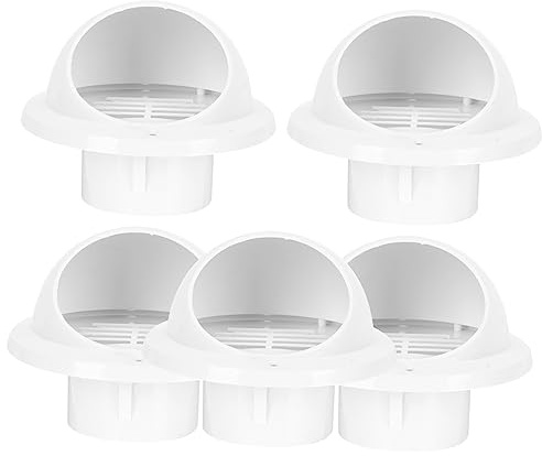 Warmhm 5 Stück Pvc Regenhauben Entlüftungsabdeckung Winddicht Flach Kunststoff Lüftungsschutz Außenwand Dunstabzugshauben Zubehör
