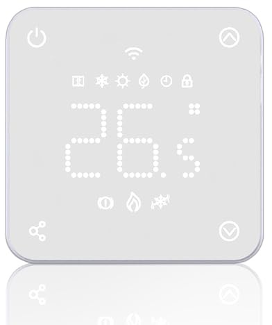 Lowenergie Smart WiFi Programmable Thermostat for Underfloor Electric Heating – 16A Load, Sensor Cable, Touchscreen Control, 7-Day Scheduling, Energy-Saving Modes, Alexa & Google Compatible