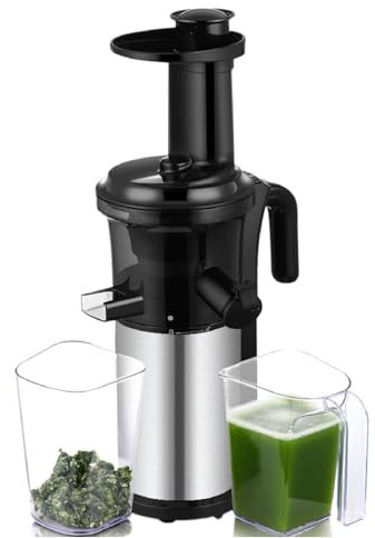 HmLotd Compact Masticating Slow Juicer, 200w Portable Electric Cold Press Juicer With Ice Cream Filter, Quiet Motor, Easy To Clean, For Citrus, Orange, Fruit, Vegetable