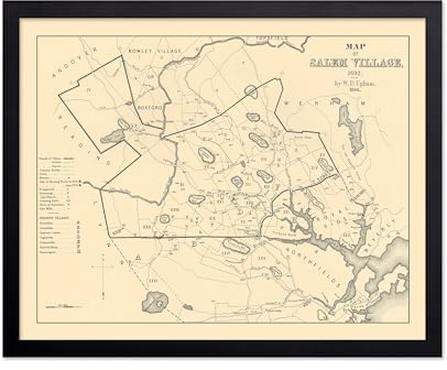 Poster Master Vintage Historical Poster - Retro Geography Print - Gift for Artist, Friend - Salem Village, Witchcraft, Kindred Spirits, Medieval - Wall Decor for Home, Office, 16x20 Black Framed