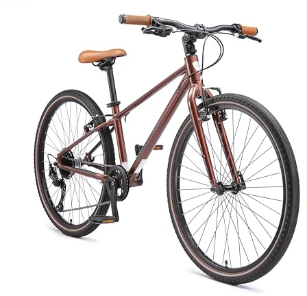 BIKESTAR Vélo VTC de Ville Poids léger 10kg en Aluminium | Bicyclette 26 Pouces, 9 Vitesses Shimano, Urbain | Cuivre