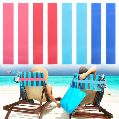 Niuoppy Lot de 8 bandes élastiques pour serviette de plage, meilleurs clips pour serviette de chaise de plage, porte-serviette de plage pour chaise (bleu standard + bleu clair + rose clair + rose 02,