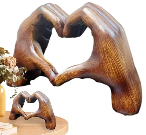 Générique Sculpture d'art en Forme De Cœur Et De Main | Statue en Bois en Forme De Cœur Et De Mains d'amour, Statue en Résine d'art Abstrait, Décoration pour Maison Décorations De Table Esthétiques