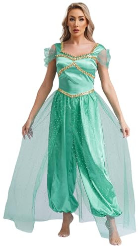 Yhong Damen Bauchtanz Kostüm Tanz Outfits Bauchtanz Laterne Hosen Jumpsuit Bloomers Hosen Tanzanzug Prinzessin Cosplay Halloween Festival Show Kostüme Türkis 4XL