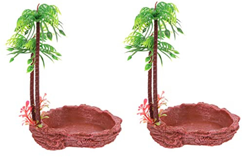 Sosoport Reptilien-wasserschalen-Set 2-teilig Harzschalen Zubehör Für Chamäleons Schlangen Schildkröten