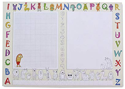 FEENSTAUB Schreibtischunterlage Kinder A3, süße Monster zum Ausmalen, viel Platz zum Zeichnen Schreiben, Schreibtischunterlage Grundschule, Schreibtischauflage Papier, Malunterlage für Kinder