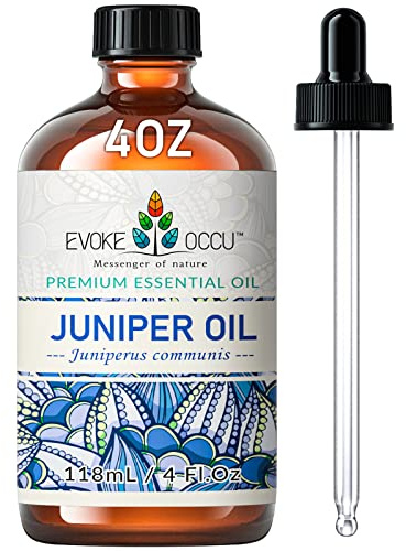 EVOKE OCCU Aceite Enebro para Difusor, Cuidado Piel y Aromaterapia | Crea ambiente tranquilo, masaje corporal suave, mezclas DIY y refrescante para espacios -118ml /4 fl oz