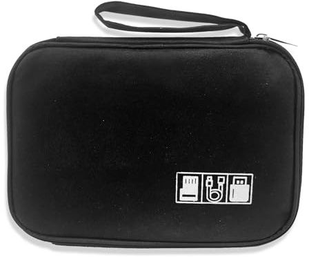 1 piezas Bolsa de Accesorios Electrónico, Viajar Accesorios Organizadora Estuche, Bolsas para organizar los cables, Estuche para Cables,Adecuado para varios cables de carga, usb, sd, cargadores(Negro)