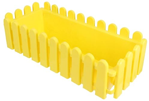 TOYANDONA Rechteckiger Kunststoff Zaun Blumentopf für Sukkulenten Großer Pflanztopf aus Bruchfestem Material Gelb 42,2X17,2X13,5cm für Garten Fensterbank und Schreibtisch