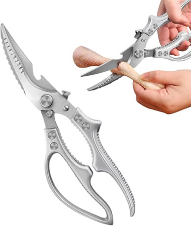doyandader Tijeras de cocina resistentes para trabajos pesados - Tijeras multifunción para carne, hierbas y hierbas con bloqueo de seguridad | Tijeras domésticas con cierre de seguridad para pollos