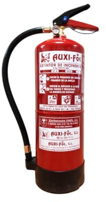 AUXI-FOC | Extintor Incendios 6 Kg polvo ABC para Casa y Oficina | Incluye Soporte de Pared y Manguera Flexible | Alta Capacidad, Potente y Duradero | Ideal para Fuegos Clase A B C.
