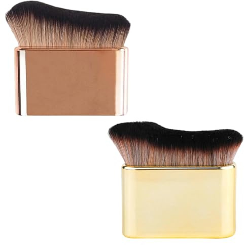 XUKZIMA Lot de 2 Pinceaux multifonctionnels pour le corps, autobronzants plats, Grands pinceaux de maquillage, à poudre, blush et fond de teint (6,8 x 6,8 cm)