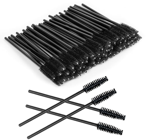 LOPHE Cepillo de Pestañas Desechables, 120 Piezas Cepillos de Cejas Mujeres y Hombres, Brocha para Extensiones de Pestañas y Cejas, Aplicadores de Máscara para Maquillaje (Negro)