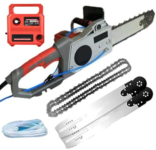 menglanchang Scie à BéTon éLectrique,13,8in/18,9in Machine De DéCoupe Murale, Profondeur De Coupe 300mm,Coupe sans PoussièRe, pour Couper BéTon,Pierre,Brique, avec 2 ChaîNe,2guide-ChaîNe,48cm