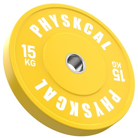 PhysKcal Couleur Bumper Plate et Micro Disques Ø50 mm pour Barre Olympique | 0,5 kg à 25 kg | Rebond réduit & codage couleur IWF pour repérage facile| Idéal pour haltérophilie & salle de sport.