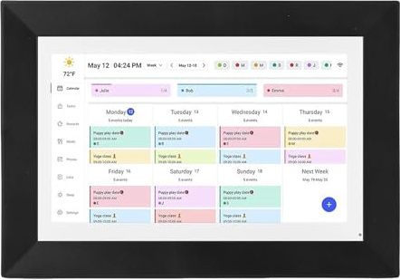 GOWENIC WiFi Smart Digital Calendar, 10,1 -Zoll -Touchscreen, 32 GB Digitaler Fotospeicher, Interaktive Aufwand, Speiseplaner, Smart -Home -Planer (EU Plug)