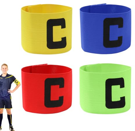 LACHT 4 Stück Kapitänsbinde Kinder, Fußball Kapitänsbinde Verstellbare Kapitänsbinde Kinder, Spielführerbinde Elastic Kapitänsbinde Für Fußball, Rugby Hockey Verschiedene Sportarten