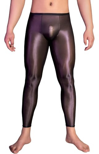 Herren-Leggings, transparent, glänzend, Stretch, Strumpfhose, Sport, Bodybuilding, Komfort, Leggings, hohe Taille, sexy, schick, unter Kleidung, erotisches Outfit, Strumpfhose für private und tägliche