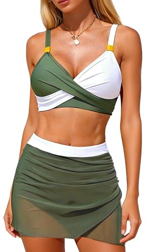EOAMGO Women's Bikini Set, Two Piece Bikini Swimsuit Set with Twist Front V Neck Design, Adjustable Straps and Padded Support