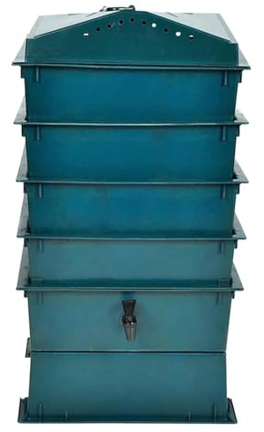 Gecheer Compostiera vermifuga, compostaggio facile 4 vassoi 42x42x60 cm per rifiuti organici e terreno nutriente piante