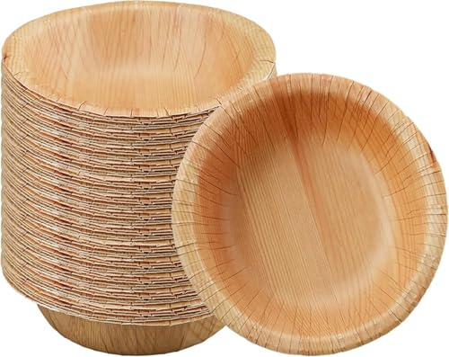 Cherypick Paper Bowls 8 oz/240 ml, 50 Pack Wood Grain Heavy Duty Bowls | Strong and sturdy, microwave safe with leak resistance. Ideal for desserts, snacks, breakfasts, BBQs and picnics