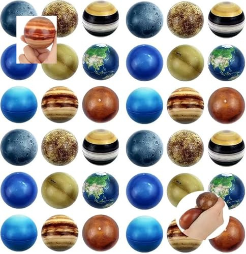 Planeten Schaumstoff Bälle 56 Stück,5cm Mini-Sonnensystem-Stressball für Kinder und Erwachsene,Quetschbälle zum Stressabbau, pädagogisches Weltraumspielzeug für frühes Lernen,Party Geschenke