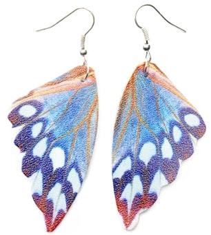 Miniblings Pendientes de mariposa con alas de mariposa, para verano, color azul y lila
