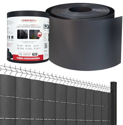 PROTECTO Basic PP Sichtschutzstreifen für Doppelstabmattenzaun, 26 m Rolle (ca. 5 m²), Anthrazit, Polypropylen Premiumqualität, UV-beständig