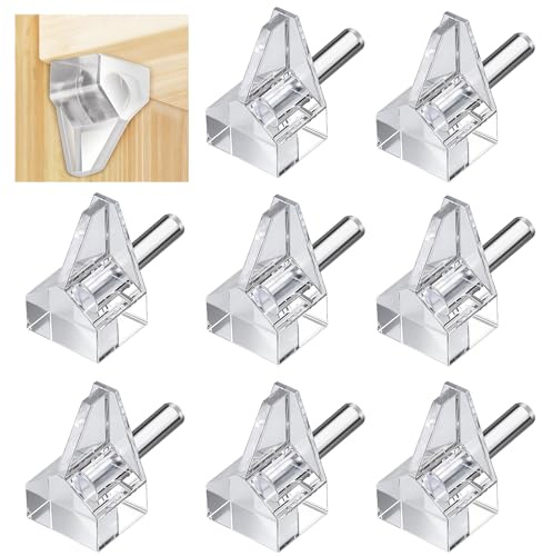 50 Pcs Shelf Pins 3 mm Clear Plastic Cupboard Cabinet Support Pegs | Durable zinc alloy, smooth edges; firm, stable fit. Installs easily without tools; protects shelf holes from wear.