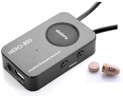 EDIMAEG Loud Sound 45-100dB 35 inch Amplifier Bluetooth Neckloop Aids T-coil with CIC Spy Earpiece