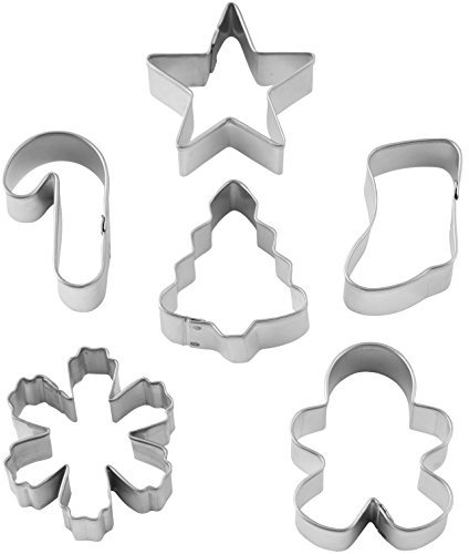 Wilton - Juego de cortadores de galletas (6 piezas, 1,91 x 3,81 x 5,16 cm), color plateado