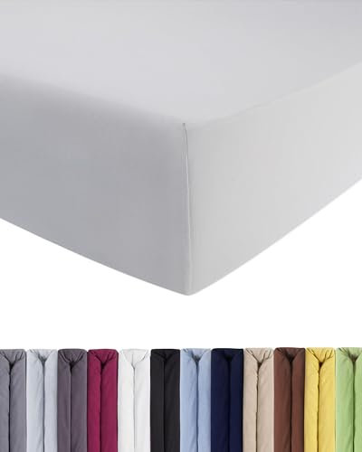 Entspanno Luxus Spannbettlaken 2X 90x200 bis 100x220cm - Aus weichem Premium Jersey - Ideal für Wasser- & Boxspringbetten bis 35cm Höhe - Weiß