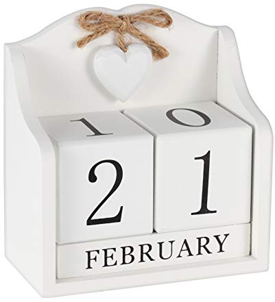 Obling Tischkalender Kalender Holz Manuelle Umrüstung Durable Chic Accessoire für Zuhause oder im Büro (Cremeweiß)