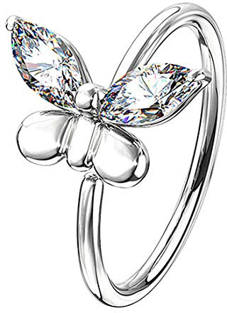 Piersando Septum Nase Ohr Continuous Ring Piercing Biegbar Schmetterling mit Kristall