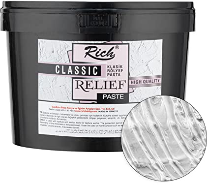 Rich Masilla fina de 3500 gr en cubo, color blanco, masilla para modelar, para modelar, pasta de modelado de grano fino, ideal también como masilla o masilla